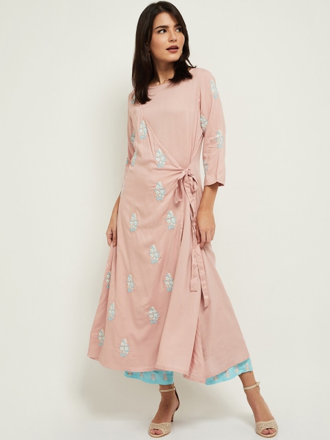 

max Women Pink Embroidered Kurta