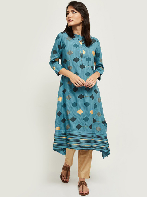 

max Women Blue Geometric Printed Kurta