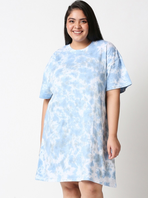

20Dress Plus Size Women White Tie and Dye Dyed T-shirt Dresses