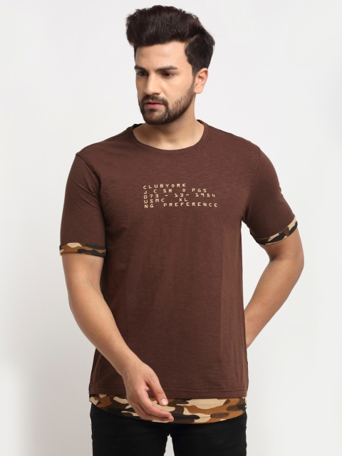 

Club York Men Brown Typography Printed T-shirt