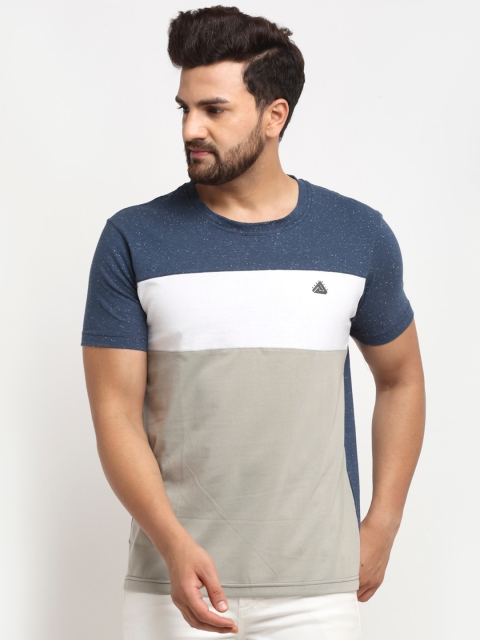 

Club York Men Blue & silver birch Colourblocked T-shirt