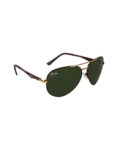 

AISLIN Unisex Green Lens & Gold-Toned Aviator Sunglasses with UV Protected Lens
