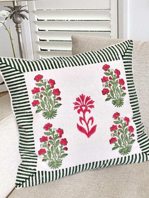 

Gulaab Jaipur White & Red Set of 5 Ethnic Motifs Square Cushion Covers