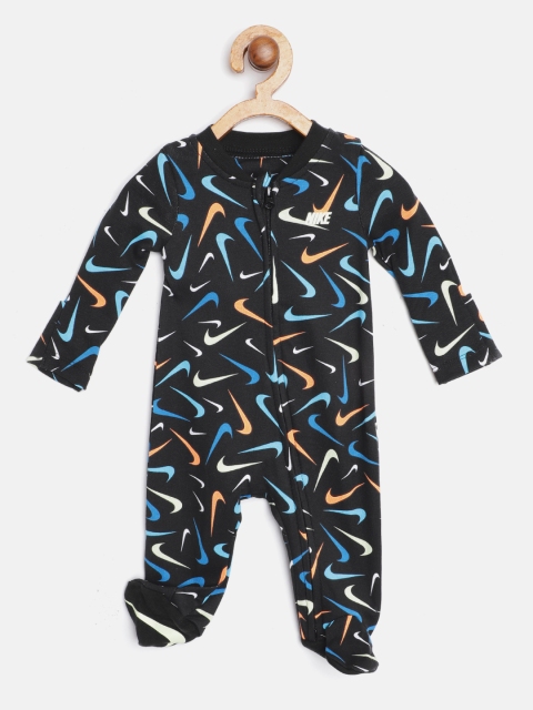 

Nike Boys Black Printed Swooshfetti Parade Footed Coveralls Bodysuit