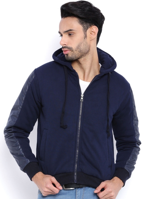 

Campus Sutra Brown Hooded Bomber Jacket, Blue