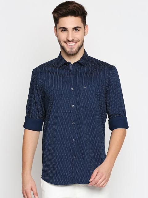 

Basics Men Navy Blue Slim Fit Printed Casual Shirt