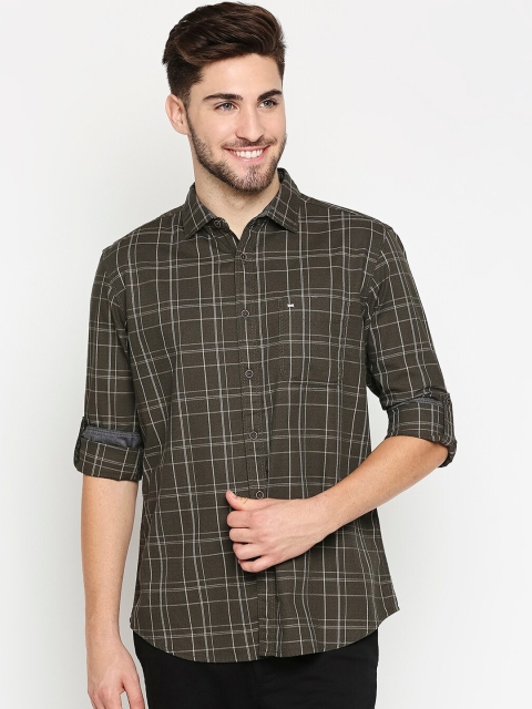 

Basics Men Green Pure Cotton Slim Fit Tartan Checks Checked Casual Shirt