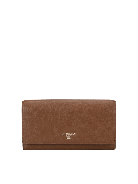 

Da Milano Women Brown Solid Textured Leather Envelop Wallet