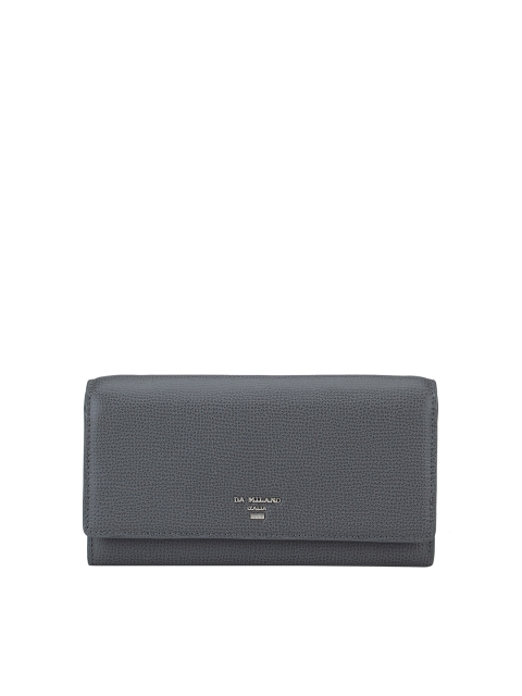 

Da Milano Women Grey Textured Leather Two Fold Wallet