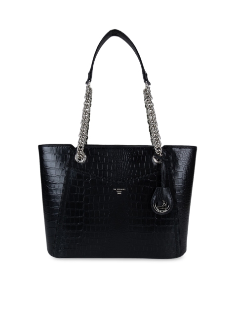 

Da Milano Black Animal Textured Leather Structured Shoulder Bag