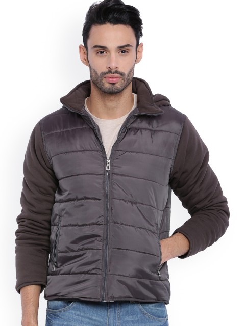 

Campus Sutra Brown & Grey Puffer Hooded Jacket