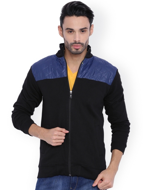 

Campus Sutra Black & Blue Colourblocked Bomber Jacket