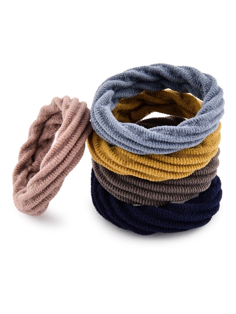 

ToniQ Women Set Of 10 Multicoloured Rubber Ponytail Holders, Blue