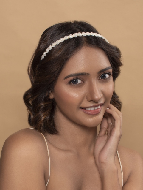 

ToniQ Women White Pearl Hairband