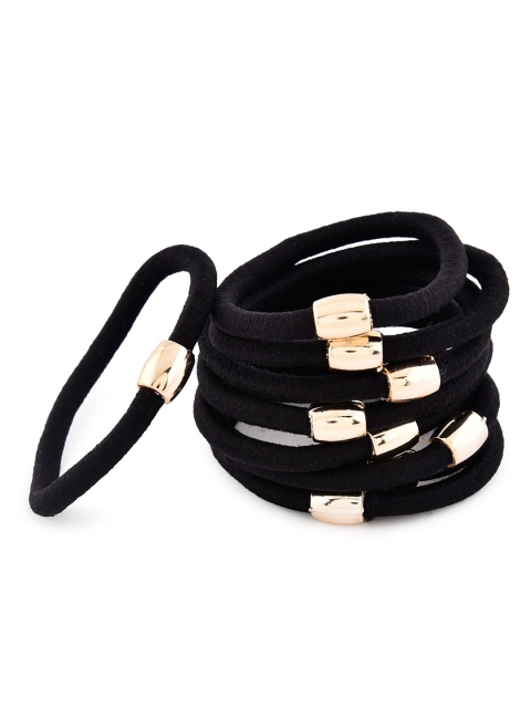 

ToniQ Women Set Of 9 Black & Gold-Toned Ponytail Holders