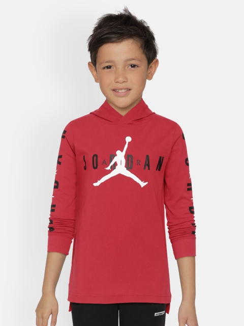 

Jordan Boys Red Hooded Long Sleeve T-Shirt