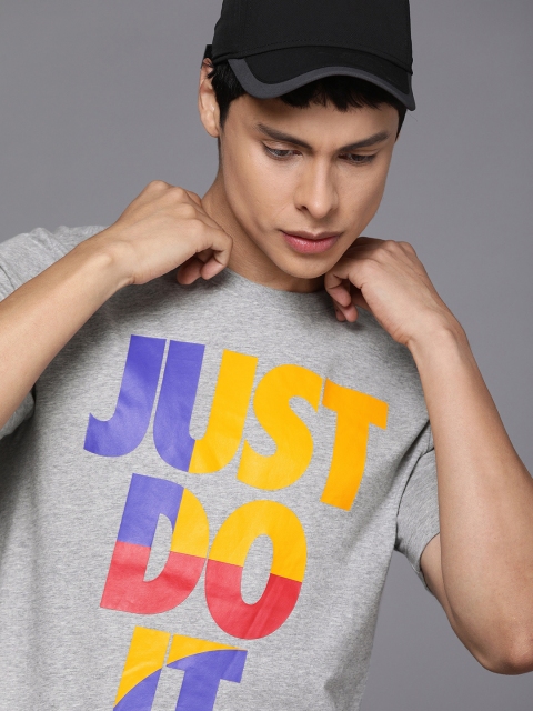 

Nike Men Grey Printed Pure Cotton T-shirt