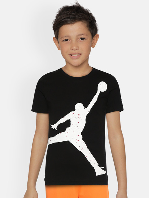 

Jordan Boys Black White Speckled Jumpman Graphic Short Sleeve Cotton Pure Cotton T-shirt