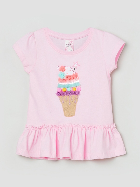 

max Girls Pink Appliqued Regular Top