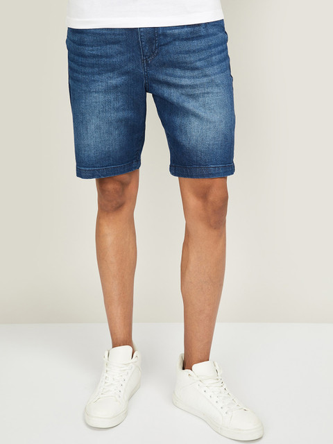 

Denimize by Fame Forever Men Blue Washed Mid-Rise Denim Shorts