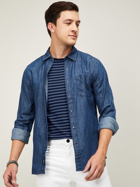 

Denimize by Fame Forever Men Blue Regular Fit Denim Casual Shirt