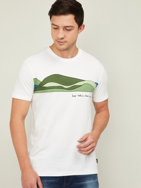 

Denimize by Fame Forever Men White Printed Slim Fit T-shirt