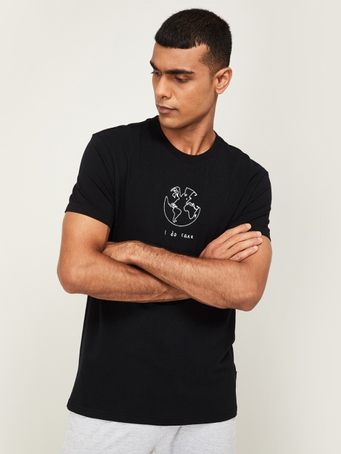 

Denimize by Fame Forever Men Black Typography Slim Fit T-shirt