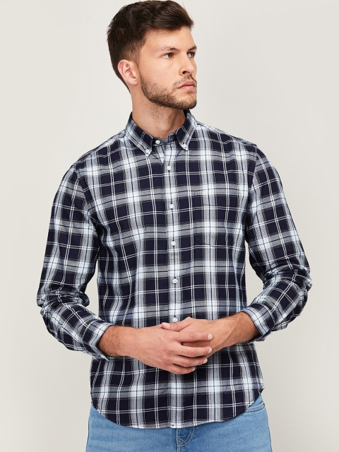 

Denimize by Fame Forever Men Blue Tartan Checks Casual Shirt