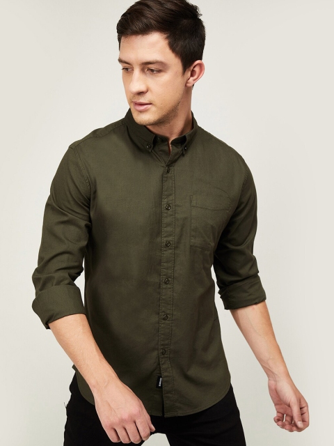 

Denimize by Fame Forever Men Olive Green Casual Shirt