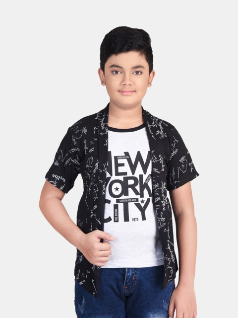 

Fabshio Boys Black Typography Printed T-shirt