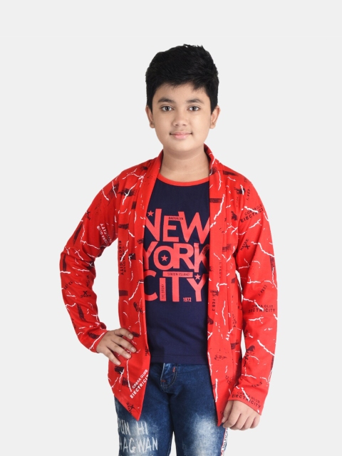 

Fabshio Boys Red Typography Printed Applique T-shirt