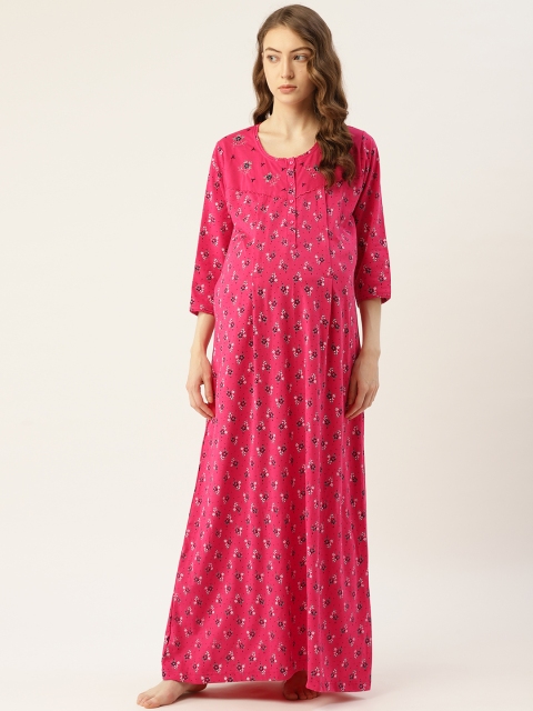 

Sweet Dreams Pink & Black Floral Print Maternity Maxi Nightdress