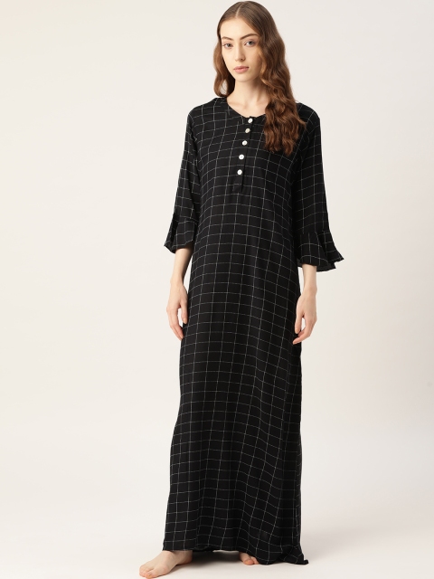 

Sweet Dreams Black & White Checked Maxi Nightdress