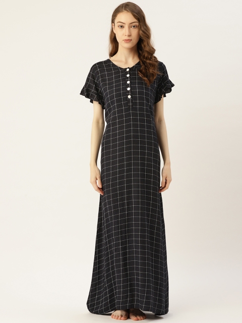 

Sweet Dreams Black & White Checked Maxi Nightdress