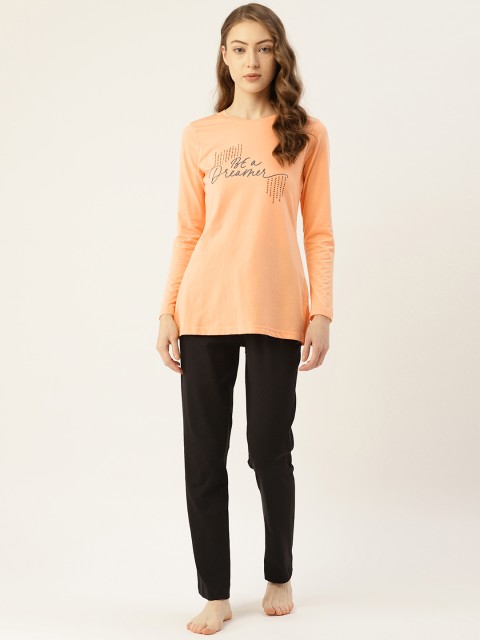 

Sweet Dreams Women Orange & Black Printed Night suit