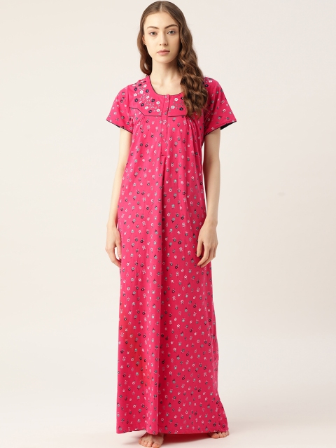 

Sweet Dreams Pink & Navy Blue Printed Maxi Nightdress