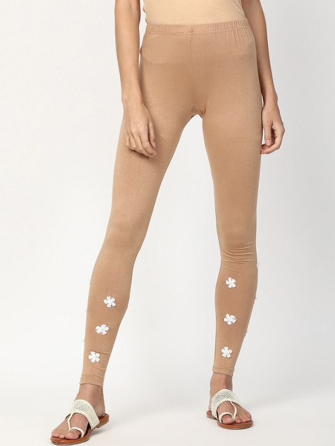 

V2 Value & Variety Women Beige Solid Ankle-Length Leggings