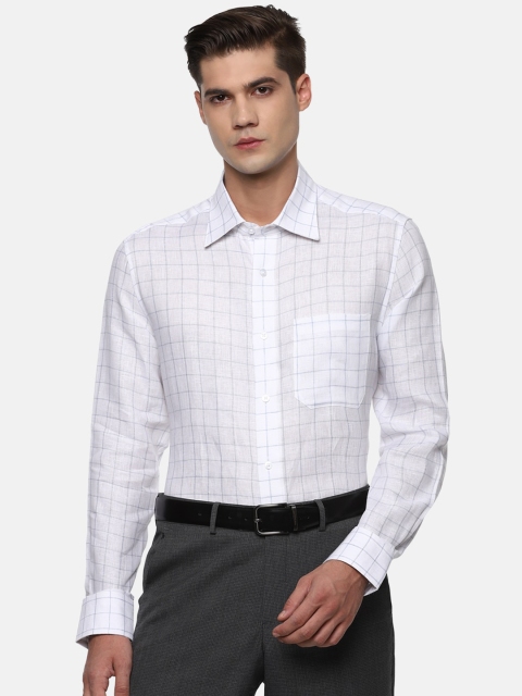 

Louis Philippe Men White & Blue Checked Formal Shirt