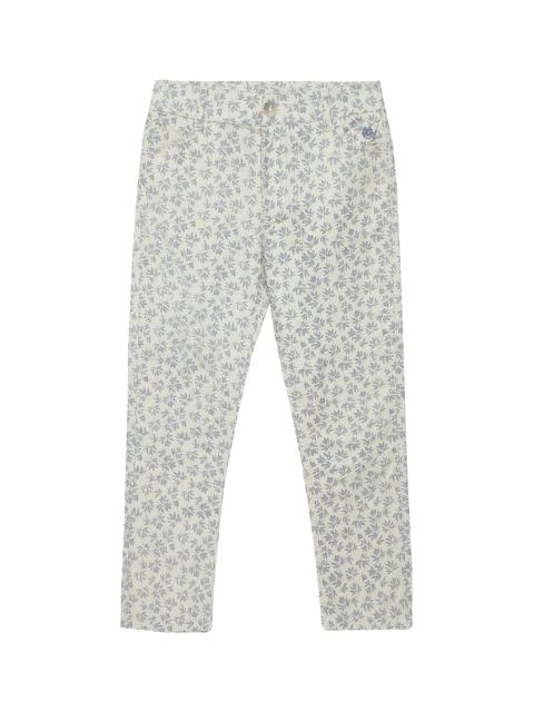 

UNDER FOURTEEN ONLY Girls Silver Floral Printed Skinny Fit Trousers