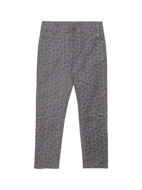 

UNDER FOURTEEN ONLY Girls Grey Floral Printed Skinny Fit Trousers