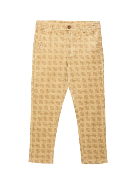 

UNDER FOURTEEN ONLY Boys Khaki Checked Slim Fit Trousers