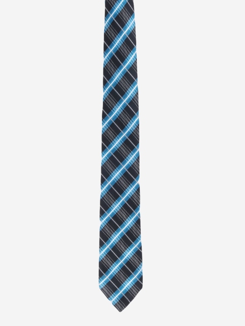 

Alvaro Castagnino Men Turquoise Blue & Black Striped Broad Tie