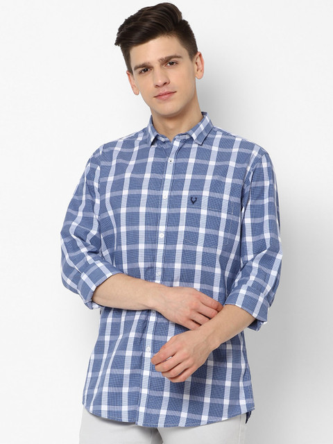 

Allen Solly Men Blue & White Slim Fit Checked Casual Shirt