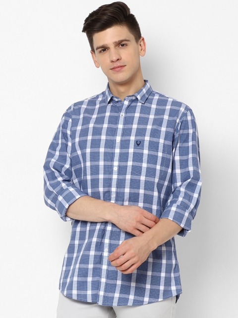 

Allen Solly Men Blue Slim Fit Tartan Checks Checked Casual Shirt