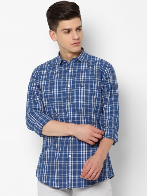 

Allen Solly Men Blue Slim Fit Tartan Checks Checked Casual Shirt