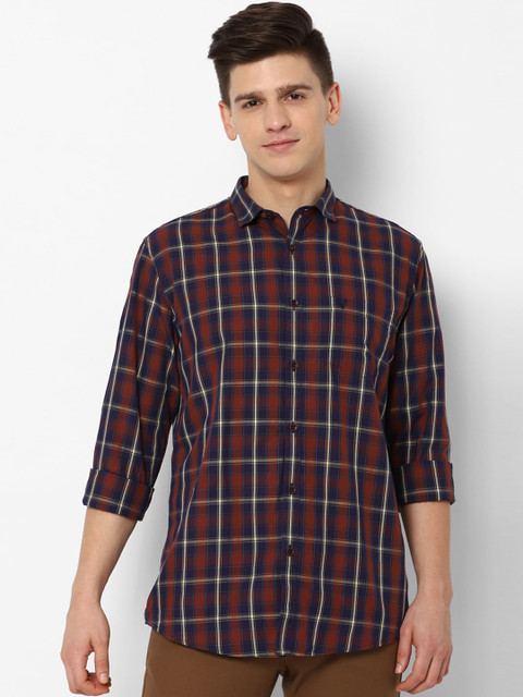 

Allen Solly Men Maroon Slim Fit Checked Casual Shirt
