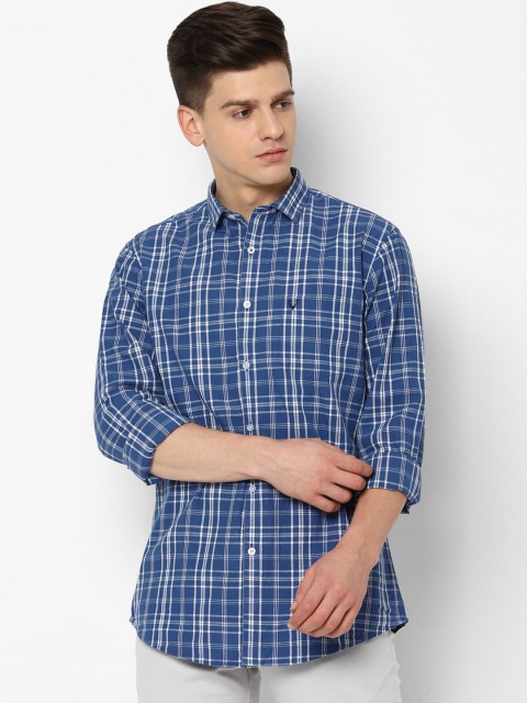 

Allen Solly Men Blue Slim Fit Tartan Checks Checked Casual Shirt