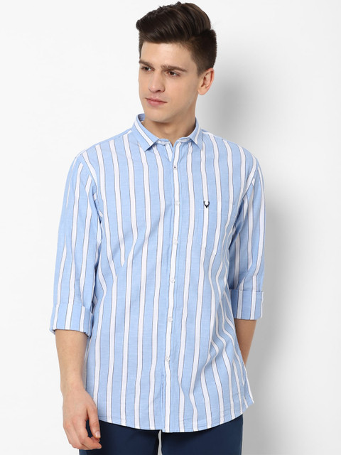 

Allen Solly Men Blue Slim Fit Striped Casual Shirt