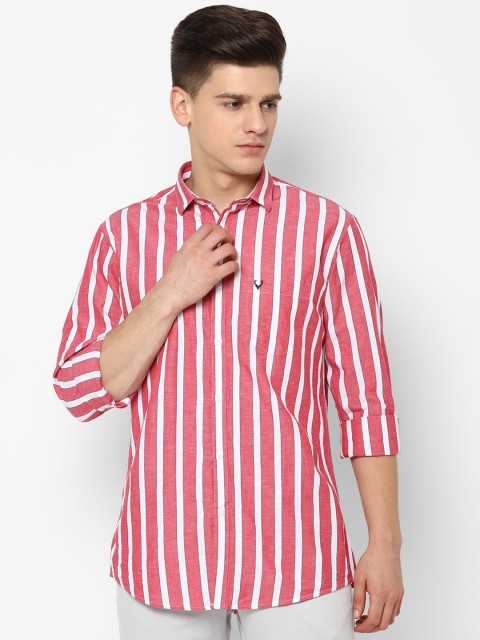 

Allen Solly Men Red Slim Fit Striped Casual Shirt