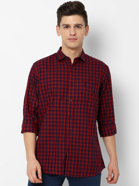 

Allen Solly Men Maroon Slim Fit Checked Casual Shirt